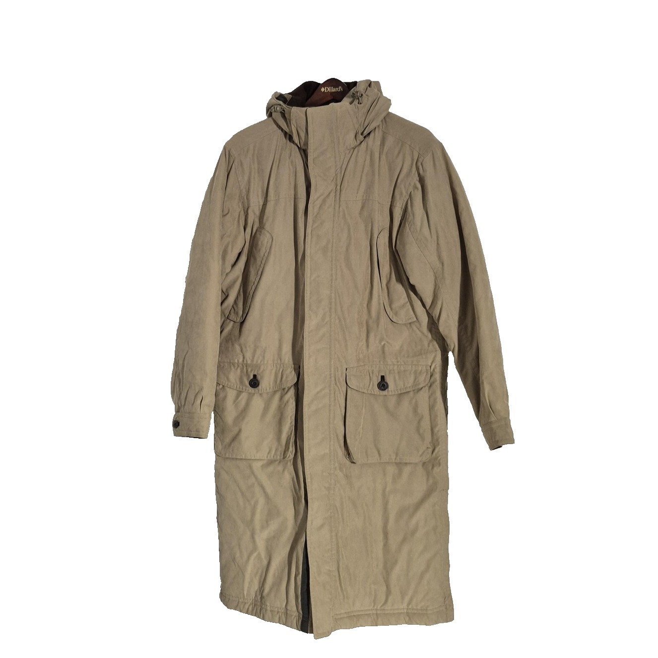 L.L. Bean Coat Mens M Beige Wool Lined Hooded Canvas Barn Chore Parka Winter